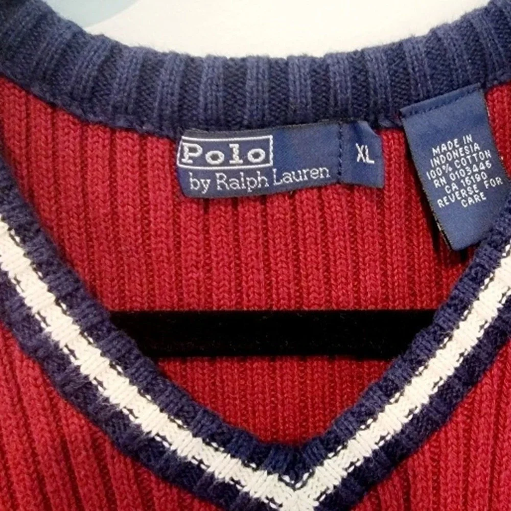 Polo‎ Sweater Vest XL Men's Burgundy Blue Colorblock